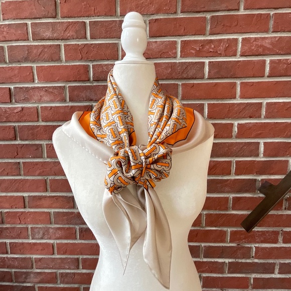 Burberry Monogram Silk Print Square Scarf 35”x35” - Picture 13 of 16